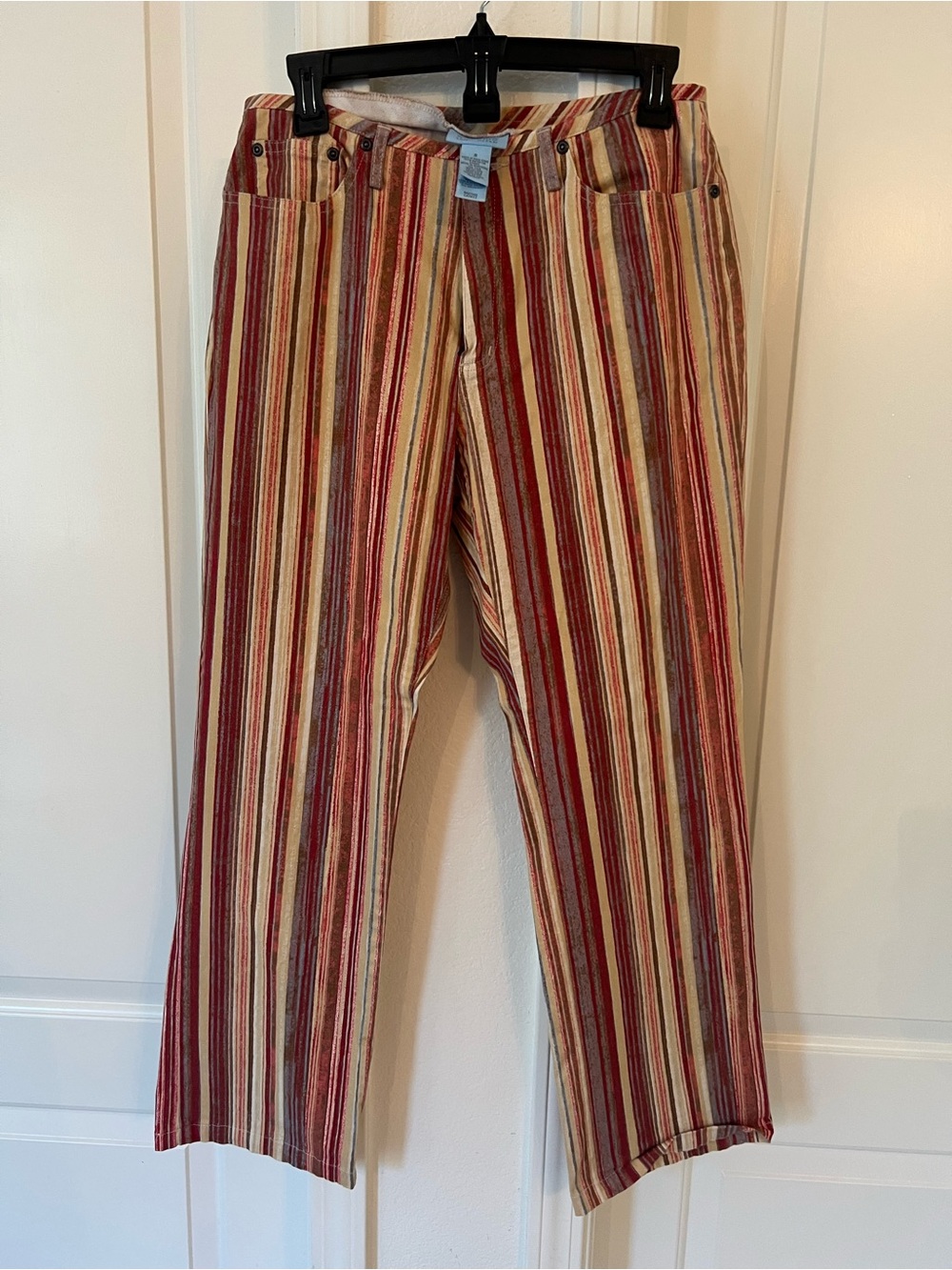 Women’s So Blue Sigrid Olsen, Size 8 Striped Casual Pants in Red and Cream
